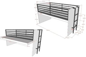 Podwyższone łóżko dziecięce ze stelażem 90x200 cm Sam – Vipack