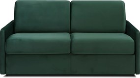 Kanapa 3-osobowa rozkładana typu express z ciemnozielonego weluru ,z siedziskiem z pianki z pamięcią kształtu - Powierzchnia spania na szerokich listwach 140 cm - Materac 18 cm CALIFE