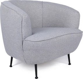 Stylowy fotel uszak, jasnoszary, 83 x 72 x 75 cm | Stelaż z drewna bukowego i płyty wiórowej, 100% poliester len, czarne metalowe nogi