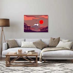 Obraz na szkle - Ilustracja góry Fuji (70x50 cm)