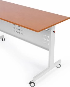 Mobilny stół PRIMO MOBI, 140x60 cm, biała podstawa, szary