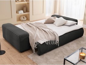 Ciemnoszara sztruksowa rozkładana sofa ze schowkiem 260 cm Justin – Ropez