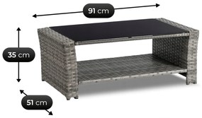 Zestaw Mebli Ogrodowych DOVER Szary Sofa Fotele Stolik Tarasowy Technorattan Nowoczesny