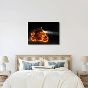 Obraz - Motocyklista z płomieniami (70x50 cm)