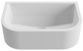 Umywalka betonowa półokrągła wisząca / nablatowa bez otworu na baterię 49 x 30 cm PALANGA | różne kolory : Kolor - Biały (beton), Typ montażu - nablatowa