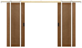 Drzwi przesuwne podwójne chowane w ścianie z MDF i drewna naturalny ciemny - 2 x wys. 205 x szer. 63 cm - SANDORA