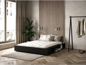 Czarne łóżko dwuosobowe z litego drewna ze schowkiem Karup Design Ziggy, 140 x 200 cm