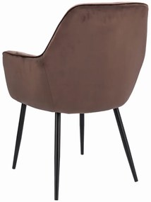 Brązowe welurowe eleganckie krzesło do stołu - Agva