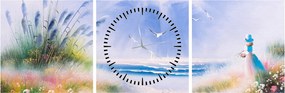 Obraz - Romantyczna plaża, obraz olejny (z zegarem) (90x30 cm)
