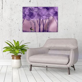 Obraz na szkle - Jeleń w magicznym lesie (70x50 cm)