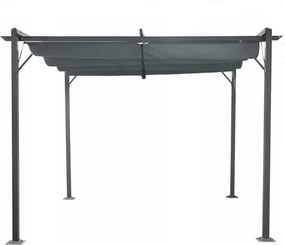 Pergola ogrodowa metalowa 3x3m z rozsuwanym dachem XT-3307, grafitowa