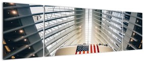 Obraz budynku z flagą USA (170x50 cm)