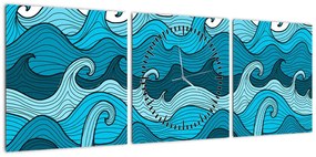 Obraz - Abstrakcja, morze (z zegarem) (90x30 cm)