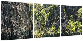 Obraz górskiej rzeki (z zegarem) (90x30 cm)