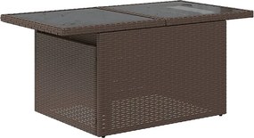 Zestaw Mebli Ogrodowych Modułowych 9 szt. Brązowy Polirotan z Poduszkami i Stołem ze Szklanym Blatem