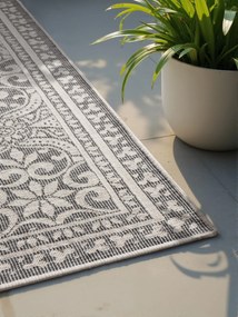 Dywan zewnętrzny dwustronny Duet Ornament szaro-kremowy 200 cm x 290 cm