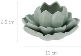 Świecznik na tealight kwiat lotosu z porcelany, 12,5 x 13 x 6,5 cm