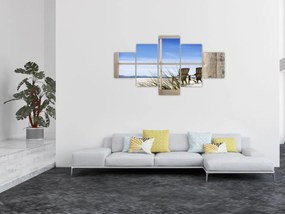 Obraz - Okno z widokiem na plażę (125x70 cm)
