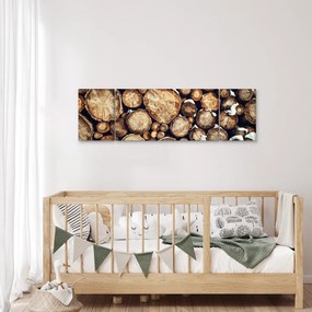 Obraz - Drewno w śniegu (170x50 cm)