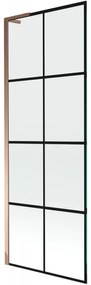 Mexen Next L parawan nawannowy 1-skrzydłowy 70 x 150 cm, czarna kratka, różowe złoto - 895-070-000-03-77-60