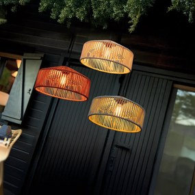 Zewnetrzna Boho lampa wisząca z terakoty i liny IP44 - CalabardinaBoho Oswietlenie zewnetrzne
