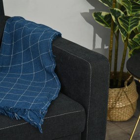 HOMCOM Sofa rozkładana 2 osobowa szezlong z tkaniny ciemnoszara do salonu nowoczesna | Aosom PL