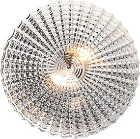 Klasyczna lampa sufitowa czarna z przydymionym szkłem 30 cm IP44 - Nohmi