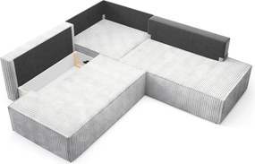 Masseno Narożnik TESSO z funkcją spania i pojemnikiem na pościel Narozniki L, Rozkładana sofa - Szary, TILIA 86