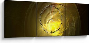Obraz żółtej abstrakcyjnej spirali (z zegarem) (90x30 cm)