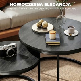 HOMCOM Nowoczesny zestaw stolików kawowych 2 sztuki stoliki boczne z metalową ramą do salonu i sypialni czarny | Aosom PL