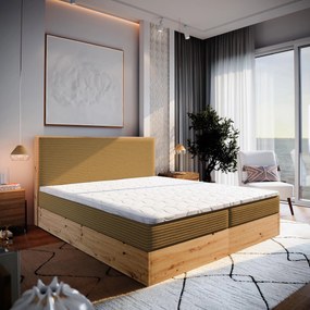 Masseno Łóżko kontynentalne VERDON z pojemnikiem na pościel 180x200 cm - Żółty, LINCOLN 48