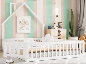 Łóżko domek dziecięce 140×190 cm - Łóżko z listwowym stelażem - Drewno lite - Białe (bez materaca)