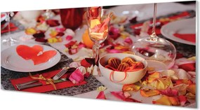 Panel szklany do Kuchni Romantyczna Kolacja z Sercami i Różami