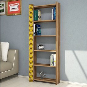 Półka – 64,6 x 170 x 24,2 cm – Orzech i żółty – Melamina