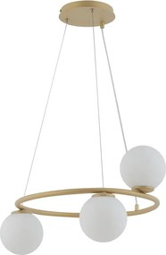 Gama Koło Złota 3 klosze białe, lampa wisząca do sypialni