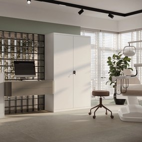 Szafa biurowa na akta szeroka Jan II 115x40x185 cm biała