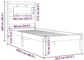 Sosnowe pojedyncze łózko miodowy brąz 90x200 - Satori 3X