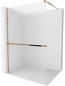Mexen Kioto+ ścianka prysznicowa z półką Walk-in 70 x 200 cm, szron, różowe złoto - 800-070-121-60-30