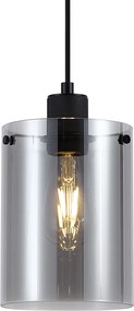 Designerska lampa wisząca czarna z przydymionym szkłem - Domo