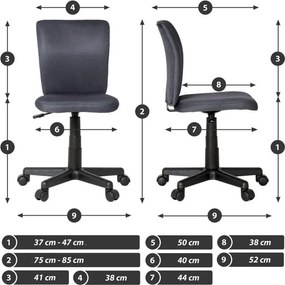 Dziecięce krzesło biurowe obrotowe, bez podłokietników, szar