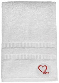 Biały bawełniany ręcznik kąpielowy frotte 70x140 cm Love – Foutastic