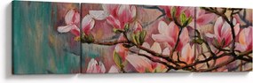 Obraz - Obraz olejny, Kwitnąca sakura (170x50 cm)