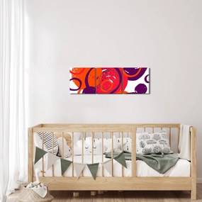 Obraz - Motyw z kółkami w ciepłych kolorach (z zegarem) (90x30 cm)