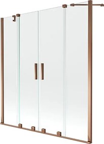 Mexen Velar Duo parawan nawannowy 2-skrzydłowy rozsuwany 160 x 150 cm, transparent, różowe złoto - 896-160-000-02-60