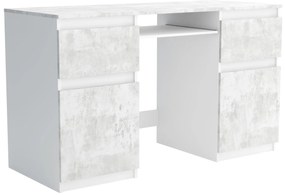 Biurko komputerowe młodzieżowe szkolne 140 cm z półką szufladami REMI2 Biały/Beton
