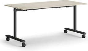 Mobilny stół MATCH, 160x80 cm, czarna podstawa, dąb naturalny