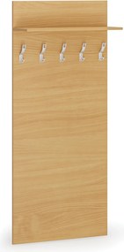 Garderoba z wieszakami HORIZONT, 5 haczyków, półka, tekstura drewna poziomo, buk