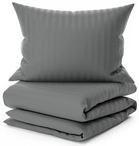 PrzytulneMieszkanie.pl PrzytulneMieszkanie.pl Hotelowa pościel z mikrofibry JASMINE PURE szare - pasek 2 cm, kieszeń hotelowa Rozmiar pościeli: 70 x 90 cm | 140 x 200 cm
