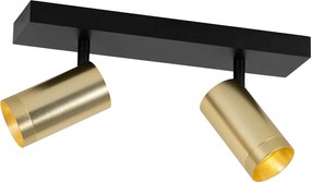 Plafon z reflektorami czarny ze złotem regulowany 2-punktowy - Jeana Luxe