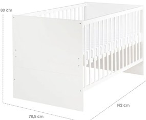 Białe łóżeczko z regulowaną wysokością 70x140 cm Anton – Roba